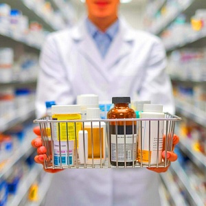 Фармацевты на складе с медицинскими препаратами